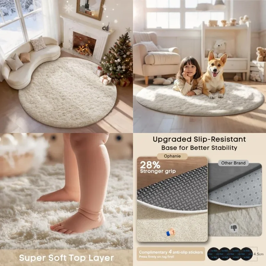 Rugs 5Feet Ivory Circle Area Rug, Nursery Room Decor, Christmas Aesthetic Bedroom Home Circular Carpet 5 Feet, Fluffy Fuzzy Sha
Rugs 5Feet Ivory Circle Area Rug, Nursery Room Decor, Christmas Aesthetic Bedroom Home Circular Carpet 5 Feet, Fluffy Fuzzy Sha