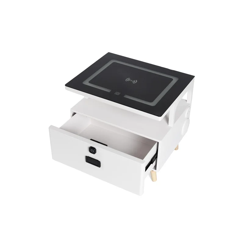 Metal smart bedside table, multi-function safe, wireless charging Bluetooth speaker
Metal smart bedside table, multi-function safe, wireless charging Bluetooth speaker