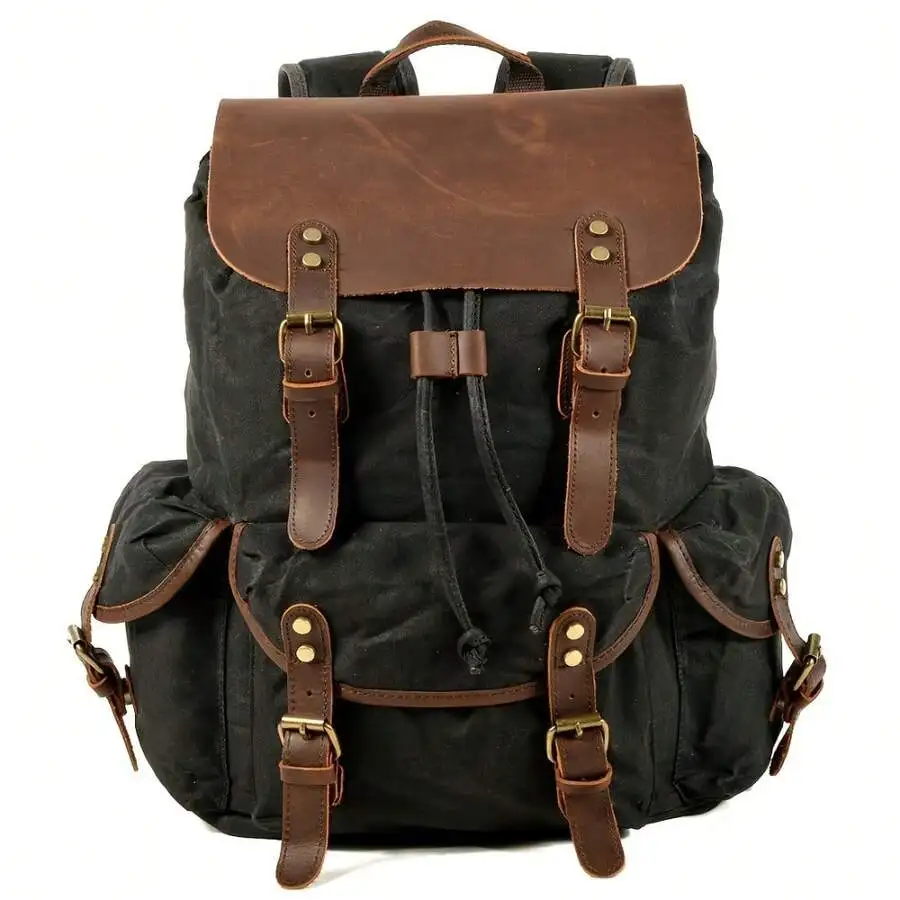 Vintage Waxed Canvas Leather Backpack For Men Unisex Casual Travel Laptop Bag
Vintage Waxed Canvas Leather Backpack For Men Unisex Casual Travel Laptop Bag