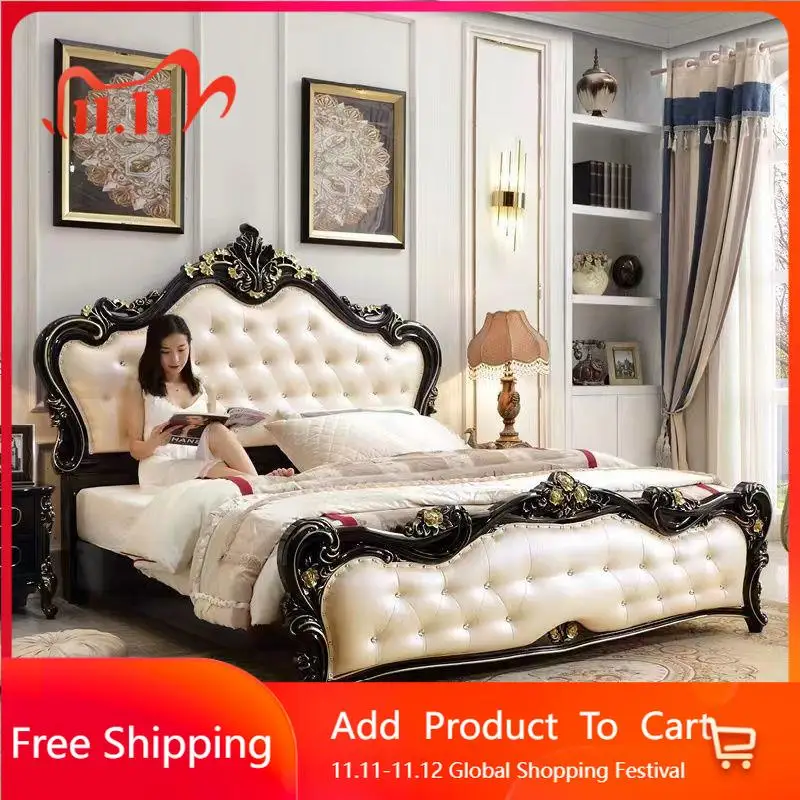 Wood Luxury European Bed Frame Twin Modern Confortable Master Bedroom Bed Fashionable Create Cama De Casal Bedroom Furniture
Wood Luxury European Bed Frame Twin Modern Confortable Master Bedroom Bed Fashionable Create Cama De Casal Bedroom Furniture