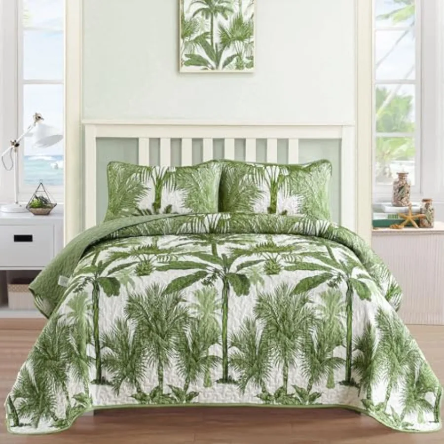 Tropical Plants Quilt Set King Size 3 Pieces Green Palm Botanical Bedspread Rainforest Style Bedding Set Soft Lightweight Bed C
Tropical Plants Quilt Set King Size 3 Pieces Green Palm Botanical Bedspread Rainforest Style Bedding Set Soft Lightweight Bed C