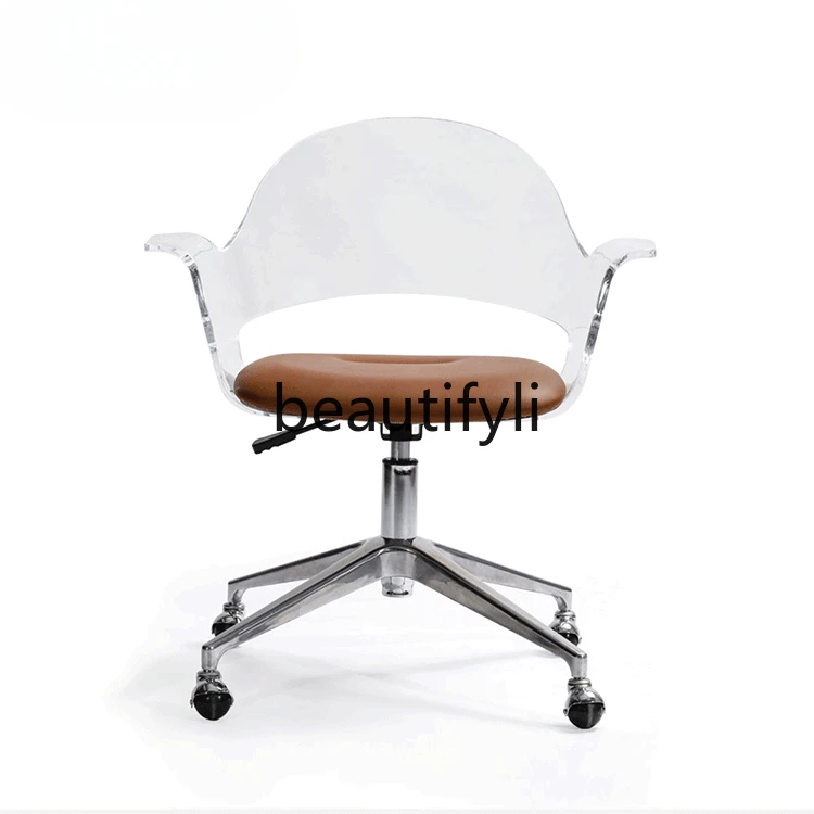 Acrylic computer chair simple study Nordic study leather back chair office rotating armchair
Acrylic computer chair simple study Nordic study leather back chair office rotating armchair