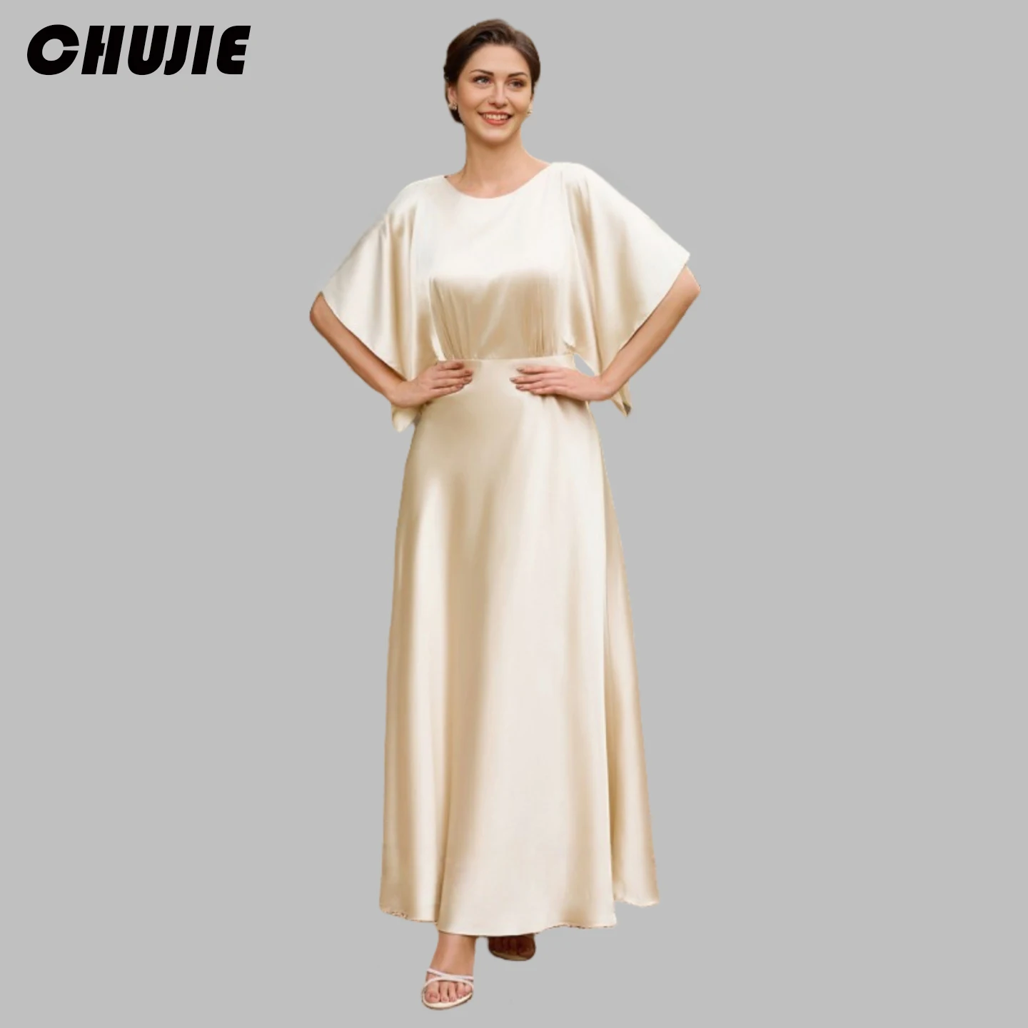 Champagne Mother of The Bride Dress Silk Satin Prom Party Gowns Puffy Sleeves Women Wedding Guest Dresses Formal Evening Dress
Champagne Mother of The Bride Dress Silk Satin Prom Party Gowns Puffy Sleeves Women Wedding Guest Dresses Formal Evening Dress