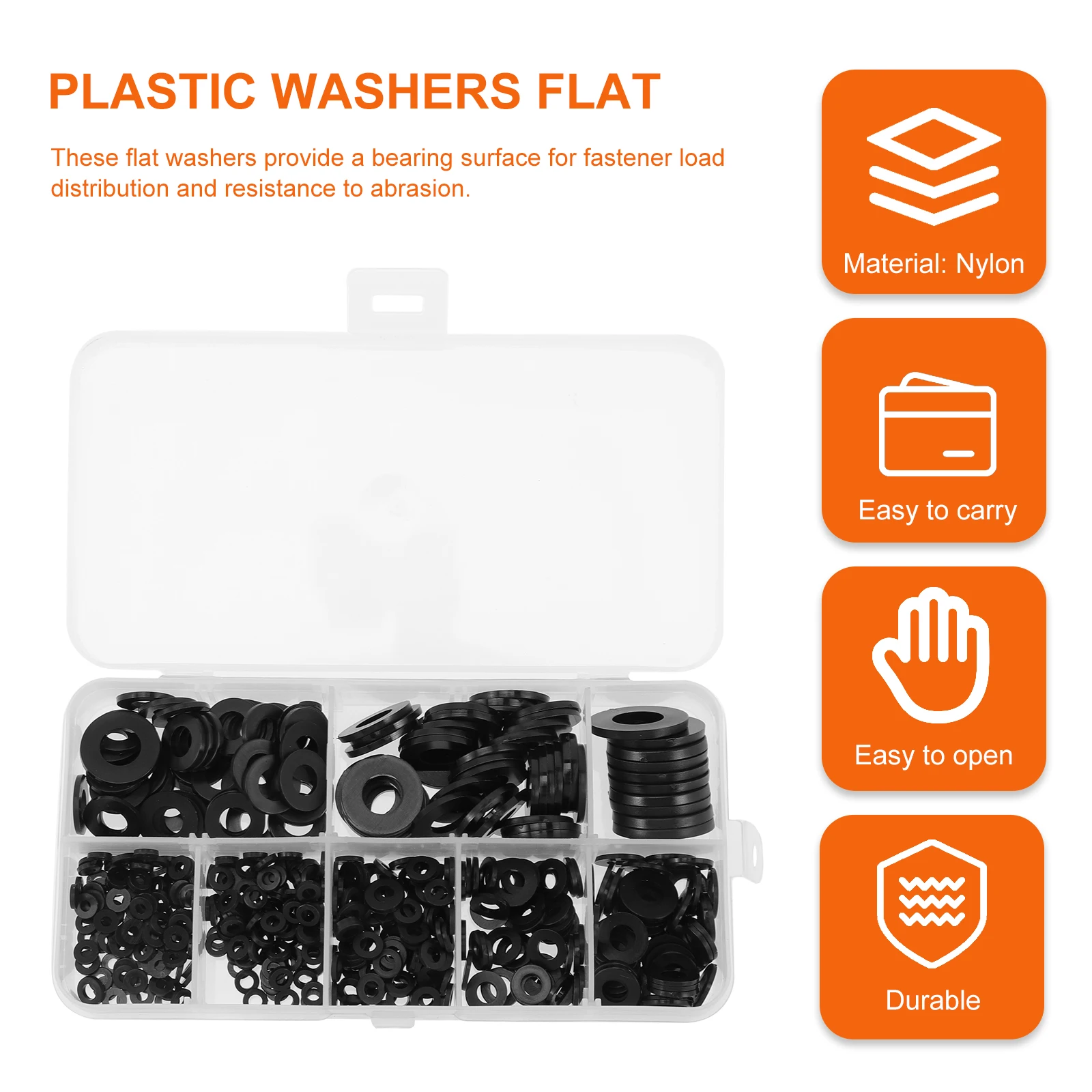 500pcs Flat Nylon Washers Waterproof Corrosion Resistant Assortment Kit For Automotive Marine Household Use Black Plastic Flat
500pcs Flat Nylon Washers Waterproof Corrosion Resistant Assortment Kit For Automotive Marine Household Use Black Plastic Flat