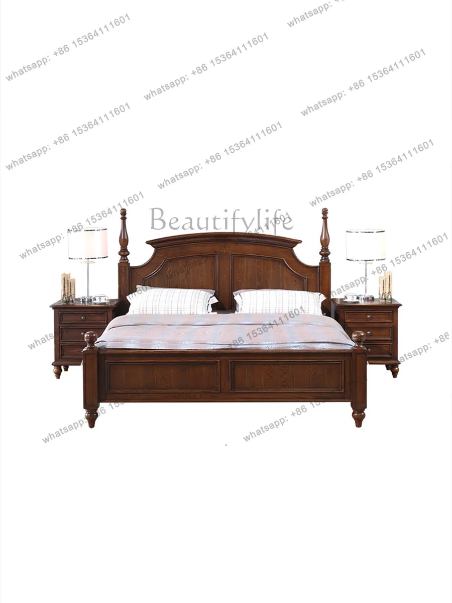 American rural solid wood bed ash wood master bedroom solid wood furniture 1.5m wedding bed
American rural solid wood bed ash wood master bedroom solid wood furniture 1.5m wedding bed