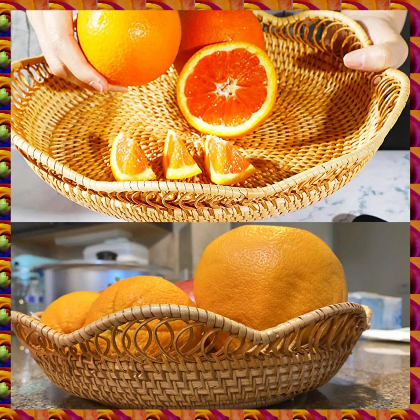 BTCL Hand-Woven Rattan Storage Basket Fruit Basket Wicker Woven Tray Restaurant Small Container Home Decoration
BTCL Hand-Woven Rattan Storage Basket Fruit Basket Wicker Woven Tray Restaurant Small Container Home Decoration