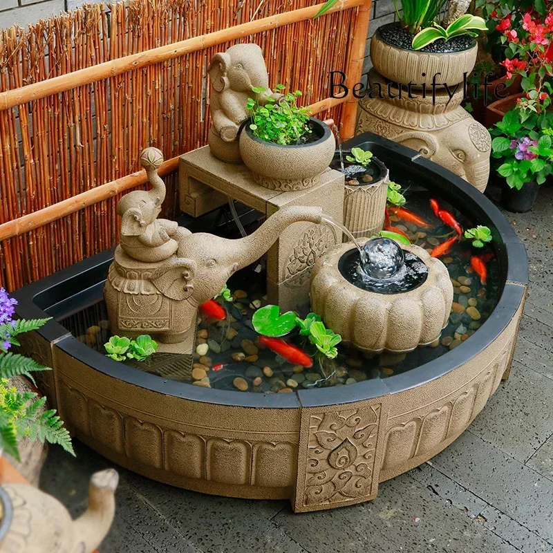 Outdoor courtyard fish pond, flowing water ornament, fountain landscaping arrangement, landscape water fish tank decoration
Outdoor courtyard fish pond, flowing water ornament, fountain landscaping arrangement, landscape water fish tank decoration