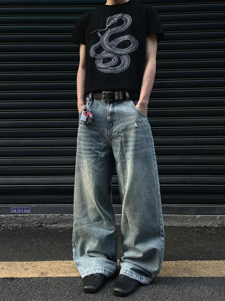 American Sle Vintage Waed Loose Men's Streetwear Straight Leg Jeans Casual Trendy Long Trousers Tagkita Brand
American Sle Vintage Waed Loose Men's Streetwear Straight Leg Jeans Casual Trendy Long Trousers Tagkita Brand