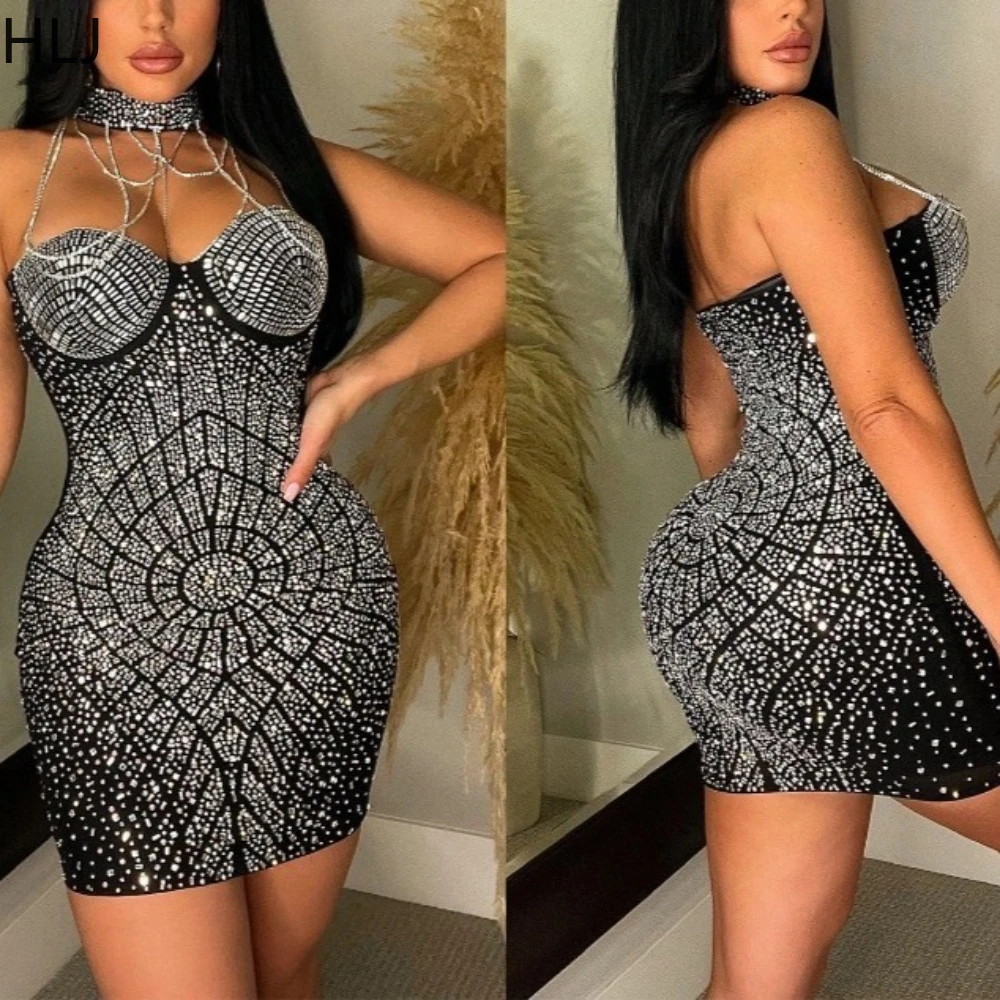 HLJ Sexy Tassels Rhinestone Patchwork Bodycon Mini Dress Women Halter Sleeveless Backless Dresses Female Party Clubwear Vestidos
HLJ Sexy Tassels Rhinestone Patchwork Bodycon Mini Dress Women Halter Sleeveless Backless Dresses Female Party Clubwear Vestidos