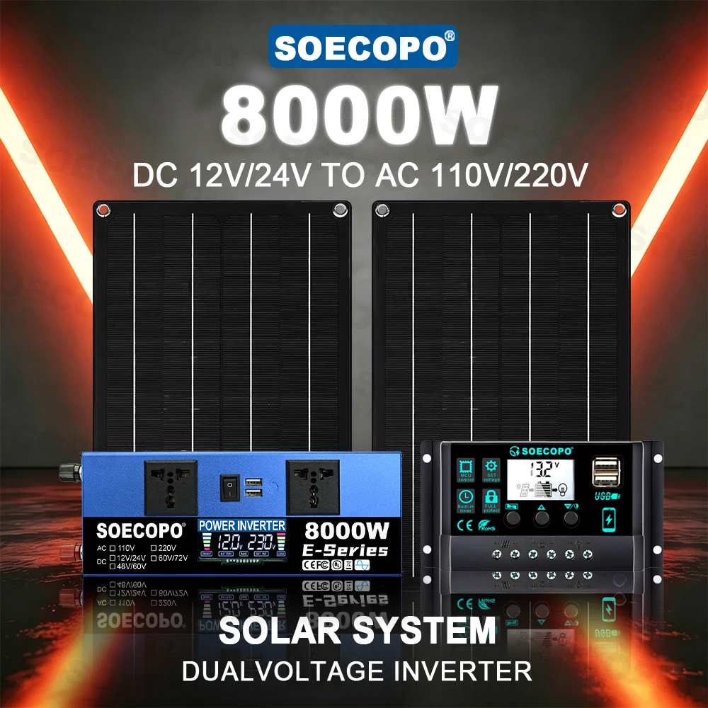 Daily Electric Supply 8000W Peak Solar Kit 12V/24V 110V220V Voltage Inverter 2x600W Panel 100A Controller for Garden Use Caravan
Daily Electric Supply 8000W Peak Solar Kit 12V/24V 110V220V Voltage Inverter 2x600W Panel 100A Controller for Garden Use Caravan