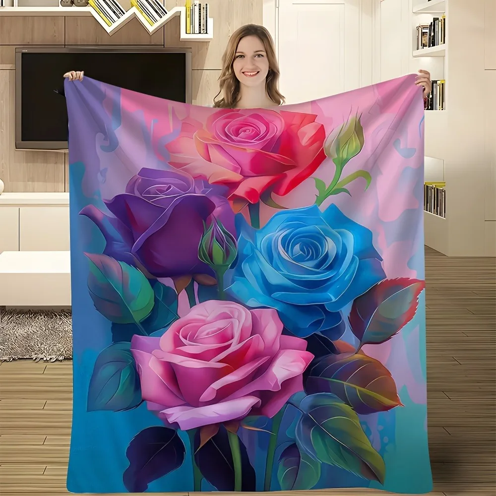 Vibrant Rainbow Rose Throw Blanket - Colorful Floral Pattern Cozy Sofa Bed Cover for Cheerful Modern Home Decor
Vibrant Rainbow Rose Throw Blanket - Colorful Floral Pattern Cozy Sofa Bed Cover for Cheerful Modern Home Decor
