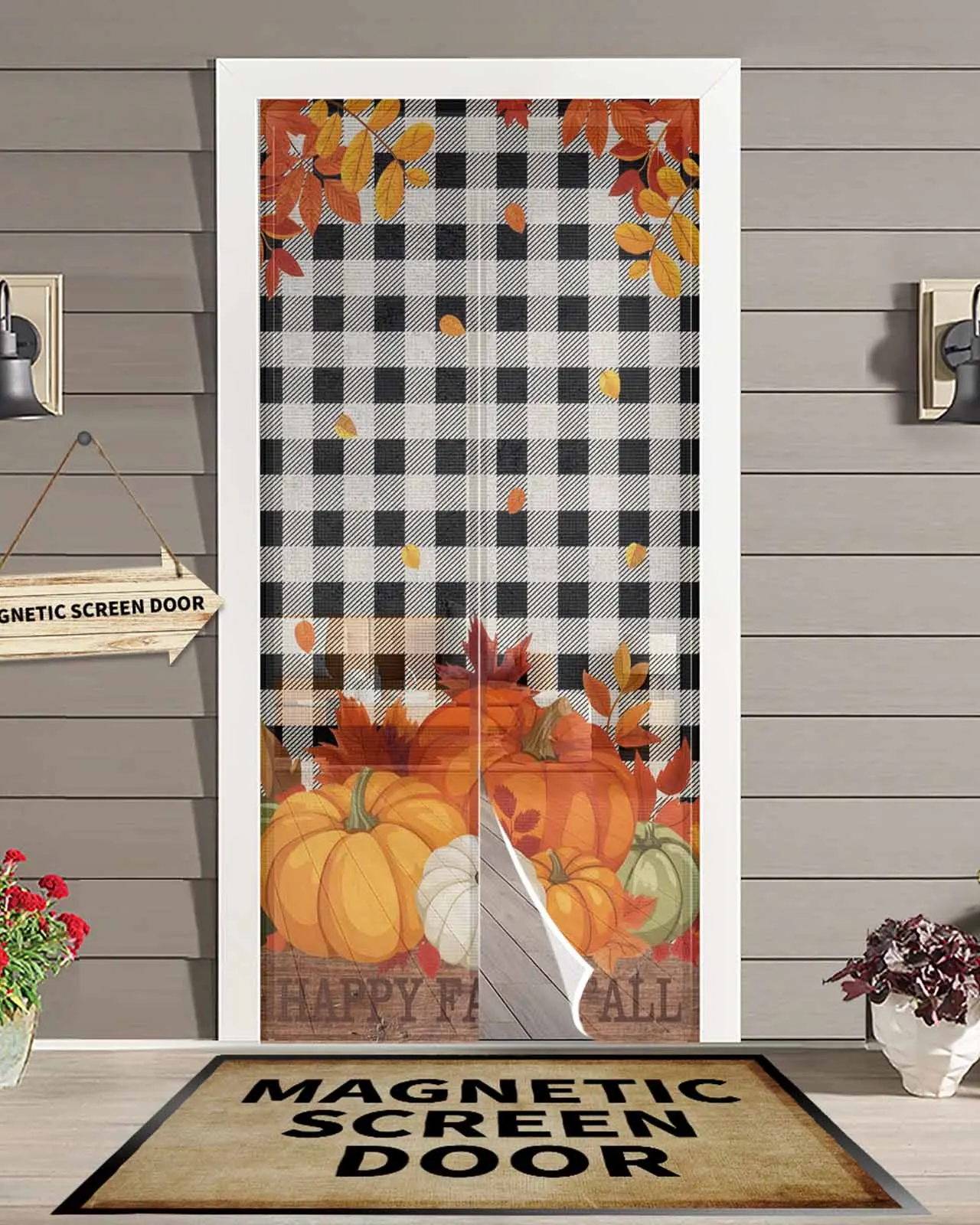 Черная магнитная дверная занавеска в клетку с тыквой на День Благодарения для гостиной, спальни, дома, антимоскитная занавеска для двери
Черная магнитная дверная занавеска в клетку с тыквой на День Благодарения для гостиной, спальни, дома, антимоскитная занавеска для двери