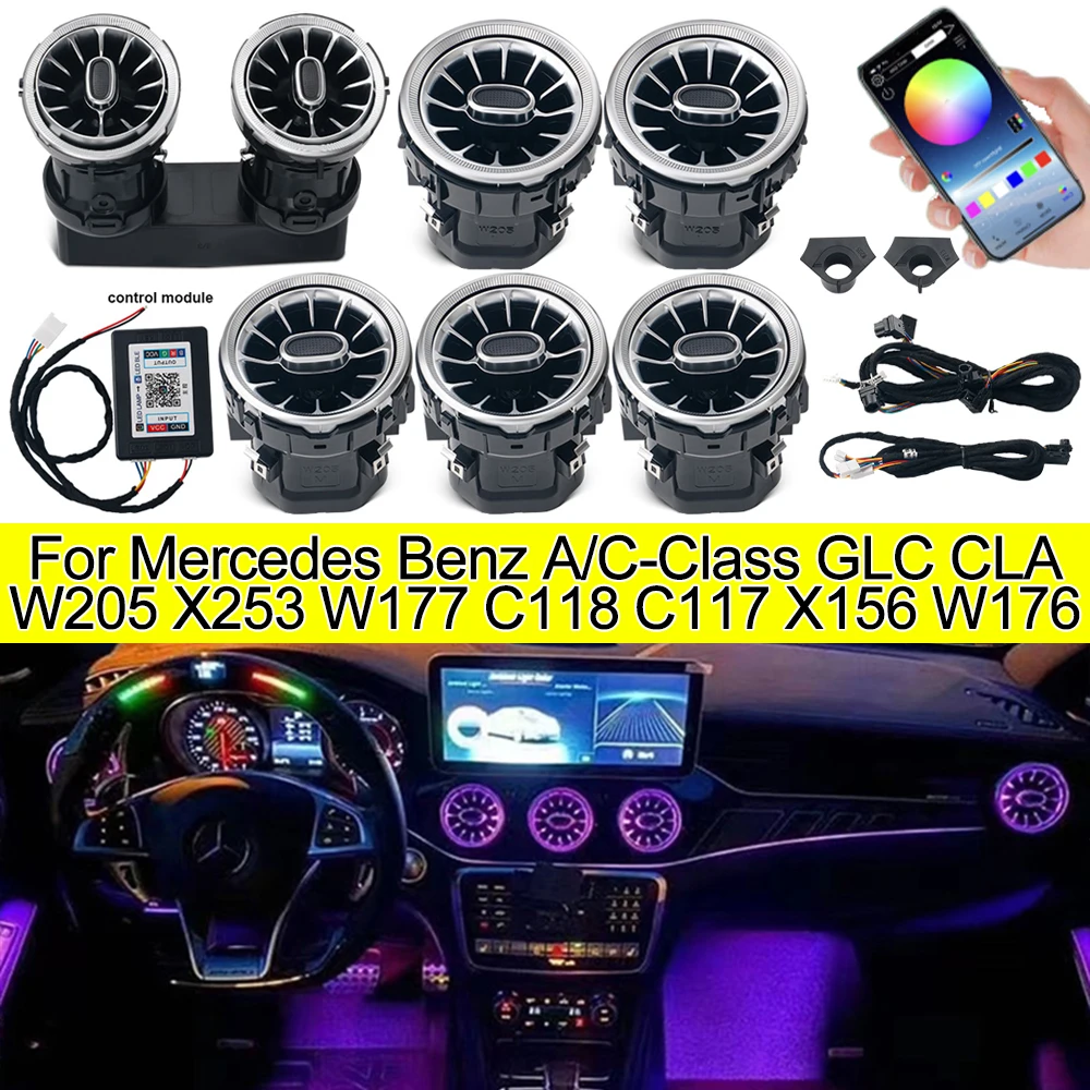 Светодиодная турбинная подсветка воздуховодов для Mercedes-Benz C/A W205 GLC X253 CLA GLA W176 W117 W156 W177 C118 с управлением через приложение
Светодиодная турбинная подсветка воздуховодов для Mercedes-Benz C/A W205 GLC X253 CLA GLA W176 W117 W156 W177 C118 с управлением через приложение