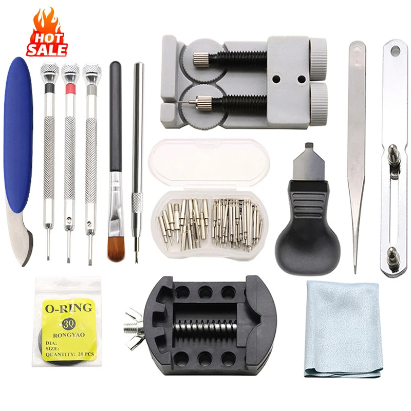 Набор для ремонта часов: замена батареи, снятие звеньев, регулировка размера, открытие задней крышки, отвертка, инструмент для снятия пружин, набор для чистки
Набор для ремонта часов: замена батареи, снятие звеньев, регулировка размера, открытие задней крышки, отвертка, инструмент для снятия пружин, набор для чистки