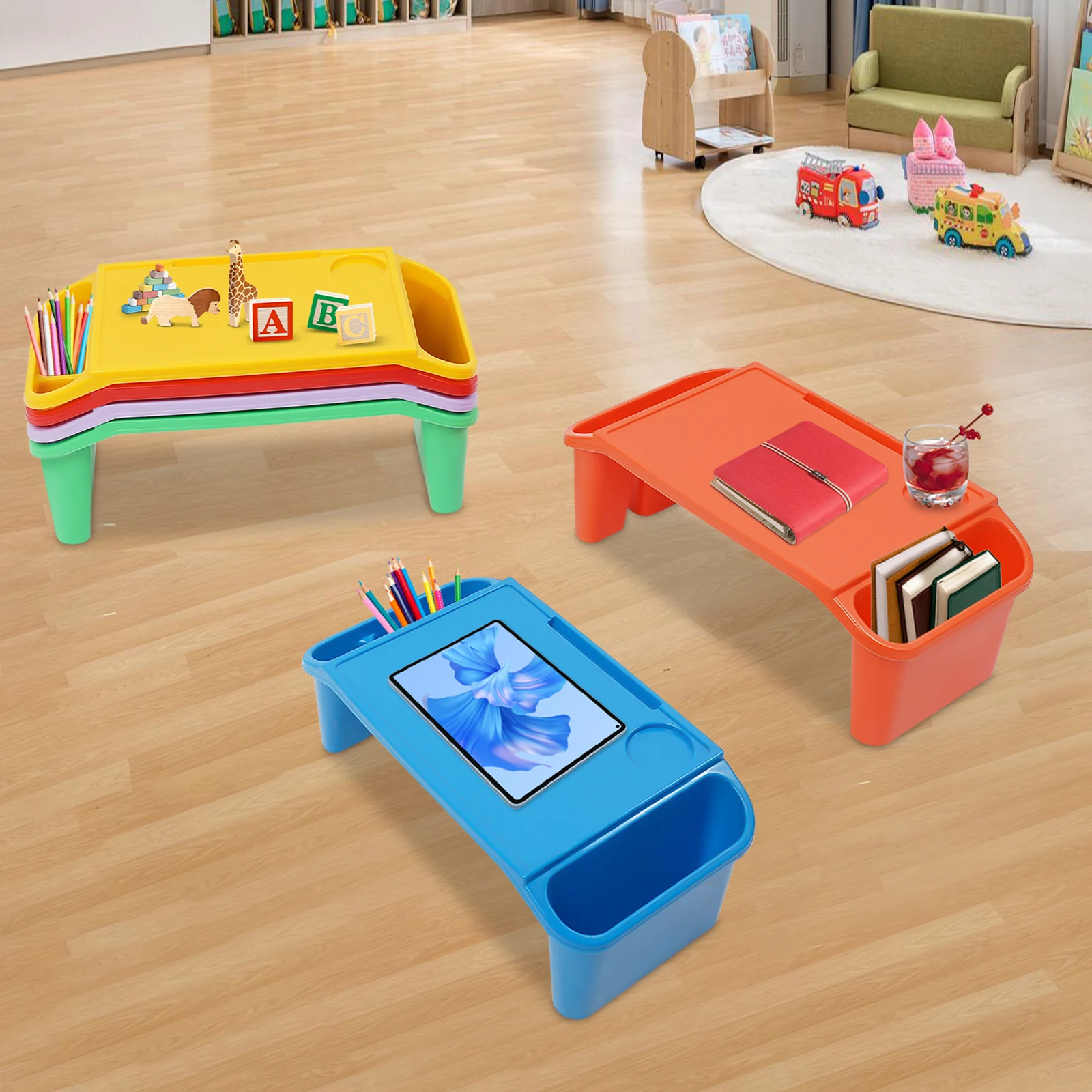6 PCS Kids Lap Desk Tray 50*25*18cm Portable Bed Table PP Tray Lap Desk Tray for Writing Eating Game Classroom
6 PCS Kids Lap Desk Tray 50*25*18cm Portable Bed Table PP Tray Lap Desk Tray for Writing Eating Game Classroom