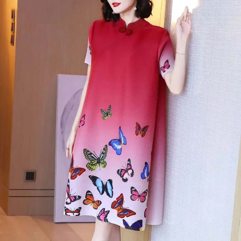 Summer improved cheongsam dress, red short sleeved new Chinese style retro printed women's clothing
Summer improved cheongsam dress, red short sleeved new Chinese style retro printed women's clothing