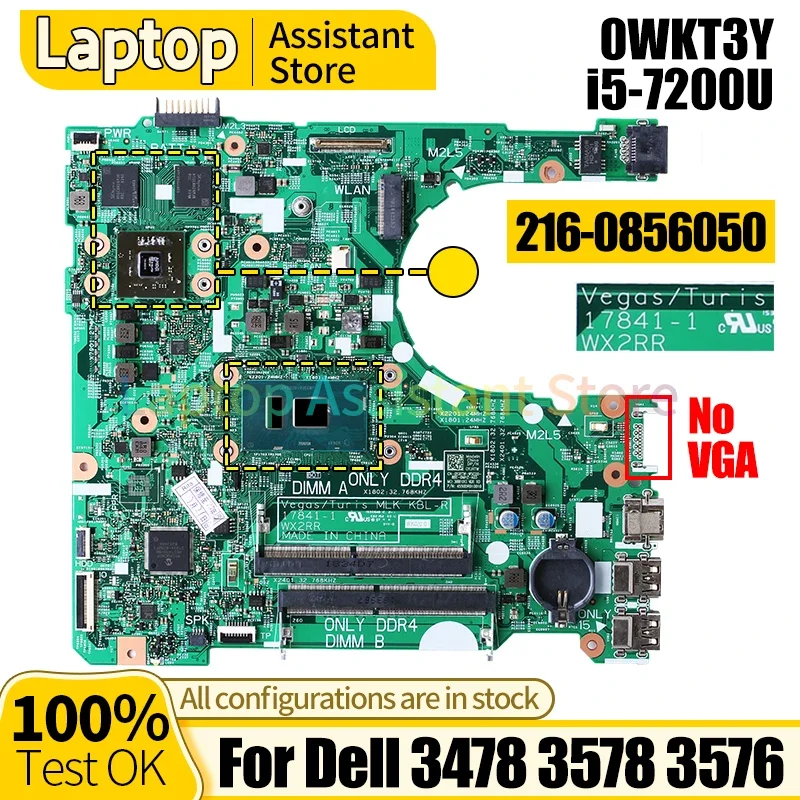 17841-1 For Dell 3478 3578 3576 Laptop Mainboard CN-0WKT3Y 0WKT3Y WKT3Y SR2ZU i5-7200U 216-0856050 Notebook Motherboard Tested
17841-1 For Dell 3478 3578 3576 Laptop Mainboard CN-0WKT3Y 0WKT3Y WKT3Y SR2ZU i5-7200U 216-0856050 Notebook Motherboard Tested