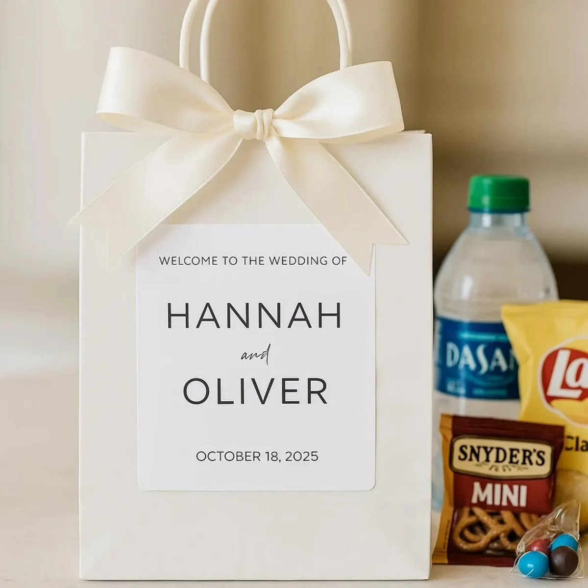 Wedding Welcome Bag Sticker - Welcome Bag for Hotel Guests Stickers - Black and White - STICKER ONLY - Rectangle (4x3.3 in)
Wedding Welcome Bag Sticker - Welcome Bag for Hotel Guests Stickers - Black and White - STICKER ONLY - Rectangle (4x3.3 in)