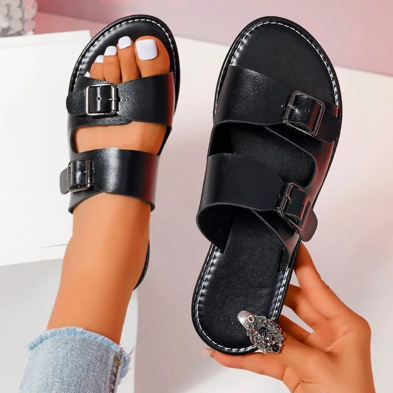 Womens New Summer Trend Buckle Flat Casual Shoes Home Slippers Luxury Daily Shallow Slip-ons Party Women's Sandals Large Size
Womens New Summer Trend Buckle Flat Casual Shoes Home Slippers Luxury Daily Shallow Slip-ons Party Women's Sandals Large Size