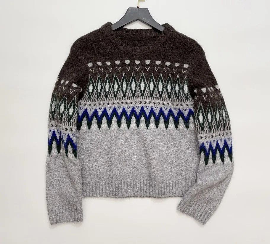 Женский вязаный свитер с круглым вырезом, узором Fair Isle и геометрическим принтом, укороченный пуловер
Женский вязаный свитер с круглым вырезом, узором Fair Isle и геометрическим принтом, укороченный пуловер