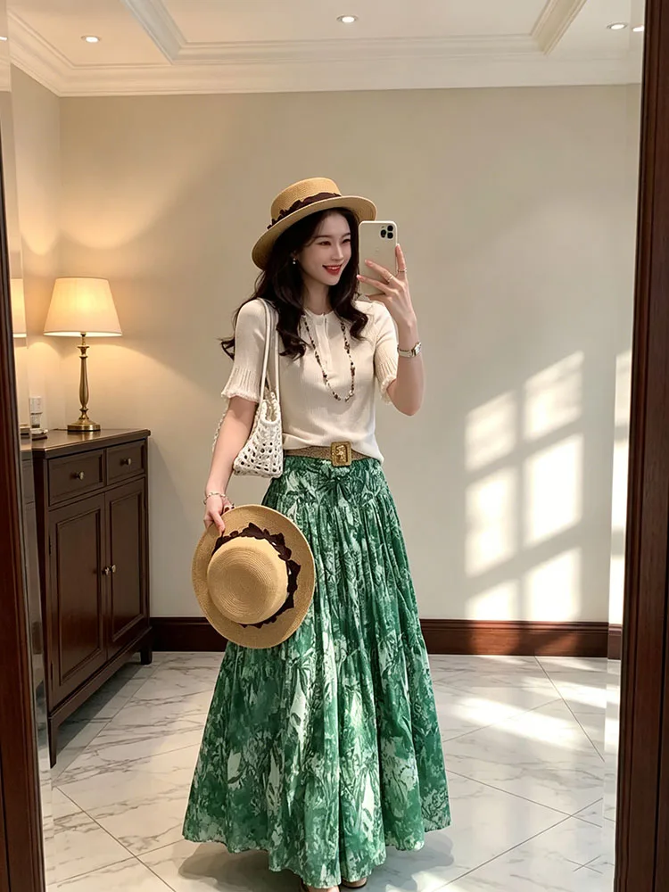 2026 Spring Summer New High Waist A-Line Skirt Green Floral Casual Style Slimming Half-length Skirt Elegant Versatile Women's...
2026 Spring Summer New High Waist A-Line Skirt Green Floral Casual Style Slimming Half-length Skirt Elegant Versatile Women's...