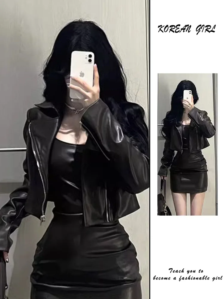 American Style Short Black Leather Jacket Women Spring Autumn 2025 New Sweet Cool Small Size High-End Feeling Jacket Top
American Style Short Black Leather Jacket Women Spring Autumn 2025 New Sweet Cool Small Size High-End Feeling Jacket Top
