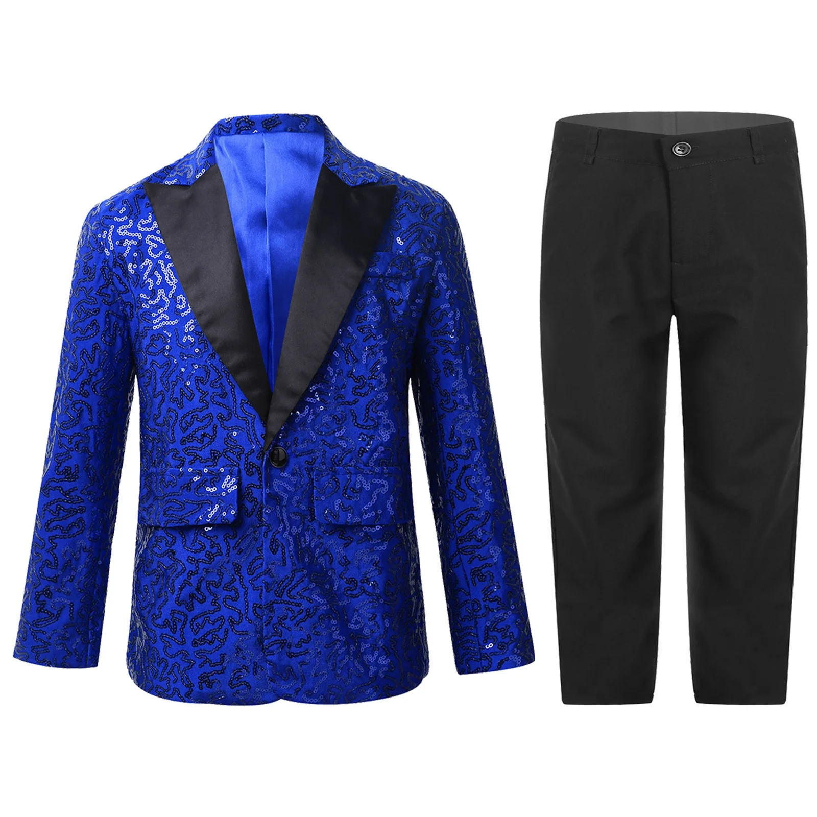 Kids Boys Suit Sequins Lapel Suit Jacket Coat Blazer Tuxedo with Adjustable Waist Pants for Wedding Banquet Party Performance
Kids Boys Suit Sequins Lapel Suit Jacket Coat Blazer Tuxedo with Adjustable Waist Pants for Wedding Banquet Party Performance