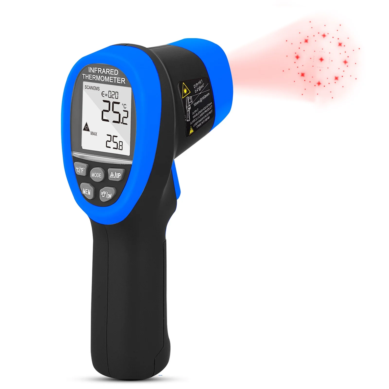 IR Thermometer with APP & Bluetooth,-50°C~800°C,Auto Power Off,Emissivity 0.1-1.0, for HVAC/Auto Repair/BBQ/Freezer Check Tool
IR Thermometer with APP & Bluetooth,-50°C~800°C,Auto Power Off,Emissivity 0.1-1.0, for HVAC/Auto Repair/BBQ/Freezer Check Tool