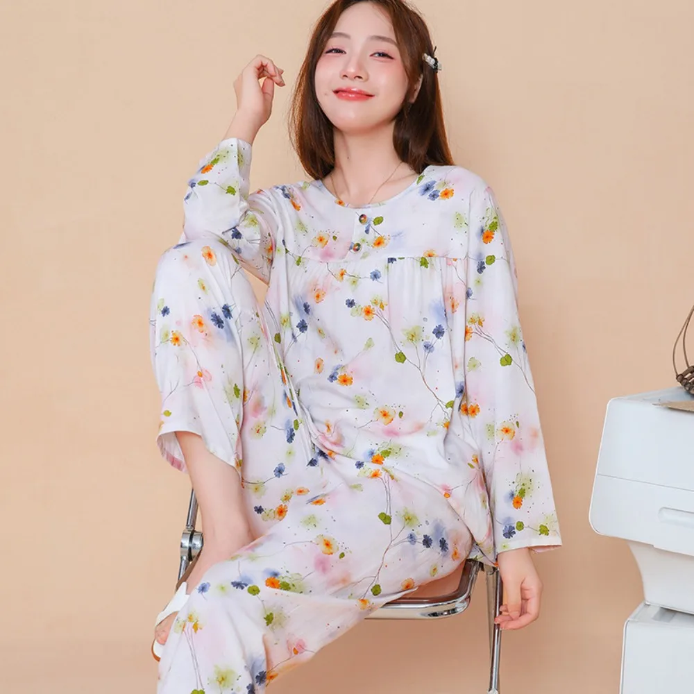2 Pieces Set for Woman Pajamas Spring Autumn Long Sleeve Pyjama Set Floral Sleepwear Women's Night Wear Pijama Loungewear Set
2 Pieces Set for Woman Pajamas Spring Autumn Long Sleeve Pyjama Set Floral Sleepwear Women's Night Wear Pijama Loungewear Set