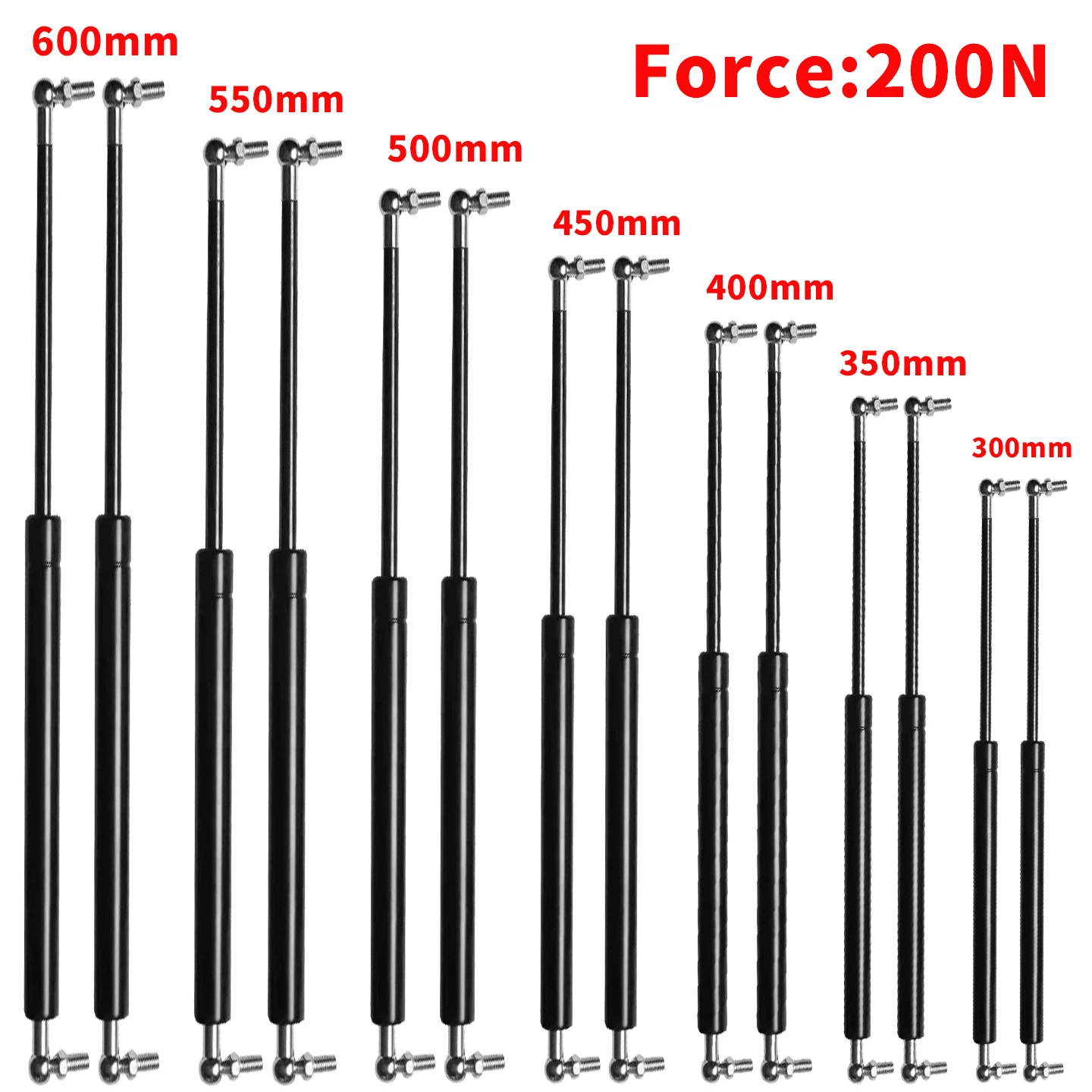 2pcs 300 400 600mm 200N Universal Lift Support Front Bonnet Hooded Rear Tailgate Boot Shock Lift Strut Support Bar Gas Spring
2pcs 300 400 600mm 200N Universal Lift Support Front Bonnet Hooded Rear Tailgate Boot Shock Lift Strut Support Bar Gas Spring