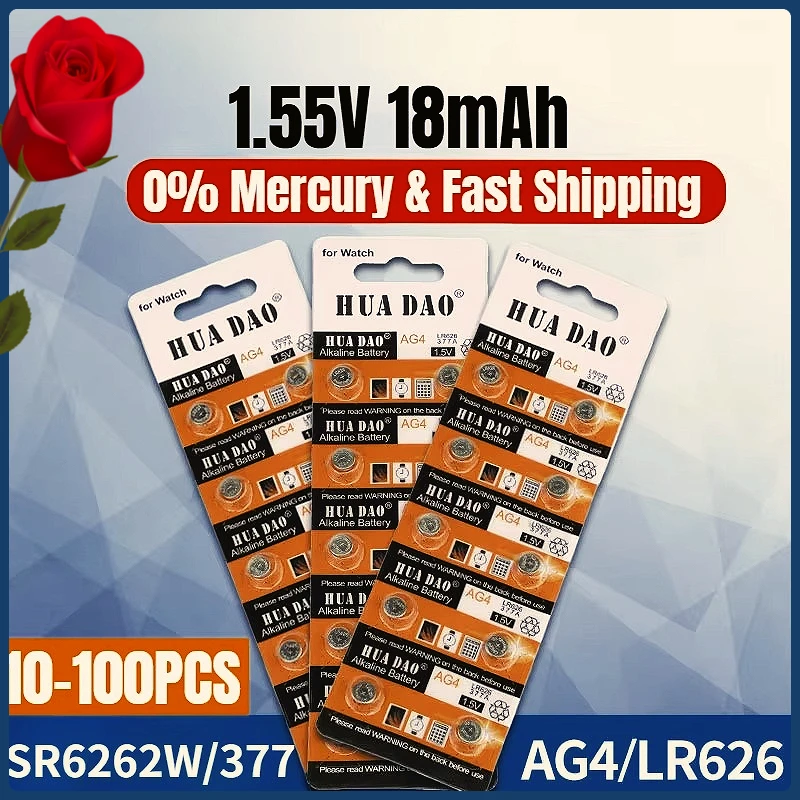 10-100PCS AG4 LR626 1.55V Alkaline High Percormance 377 SR626SW 377A CX66W For Toy Calculator Car Key Clock Button Cell
10-100PCS AG4 LR626 1.55V Alkaline High Percormance 377 SR626SW 377A CX66W For Toy Calculator Car Key Clock Button Cell