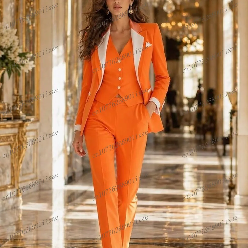 White Collar Orange Women Suits Lady Business Tuxedos Mother Wedding Party Formal Ladies 3 Piece Set Jacket Vest Pants
White Collar Orange Women Suits Lady Business Tuxedos Mother Wedding Party Formal Ladies 3 Piece Set Jacket Vest Pants
