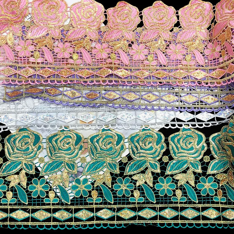 3 Yards 19.5cm Wide Exquisite Floral Embroidery Sequins Lace Trim for Sewing Accessories Wedding Decoration DIY Craft Supplies
3 Yards 19.5cm Wide Exquisite Floral Embroidery Sequins Lace Trim for Sewing Accessories Wedding Decoration DIY Craft Supplies