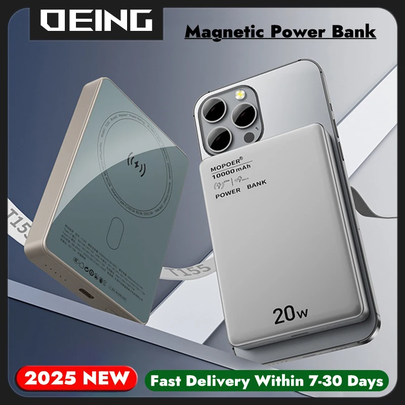 2025 New Magnetic Wireless Power Bank 10000mAh PD20W Fast Charging Powerbank External Spare Battery Charger For iPhone 16 Xiaomi
2025 New Magnetic Wireless Power Bank 10000mAh PD20W Fast Charging Powerbank External Spare Battery Charger For iPhone 16 Xiaomi