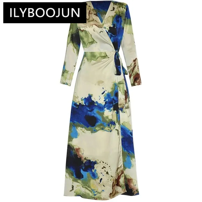 ILYBOOJUN Fashion Designer Women's New V-Neck Long Sleeved Lace-Up Wrap Dress Abstract Printed Elegant Shaggy Vintage MIDI Dress
ILYBOOJUN Fashion Designer Women's New V-Neck Long Sleeved Lace-Up Wrap Dress Abstract Printed Elegant Shaggy Vintage MIDI Dress