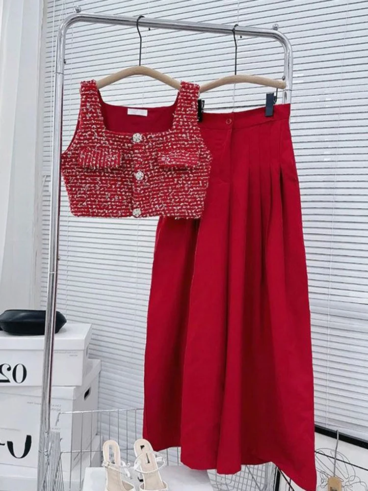 Summer Small Fragrance 2 Piece Pant Sets Women Sleeveless Sexy Camisole Tops & Wide Leg Pants Set Fashion Two Piece Outfits
Summer Small Fragrance 2 Piece Pant Sets Women Sleeveless Sexy Camisole Tops & Wide Leg Pants Set Fashion Two Piece Outfits