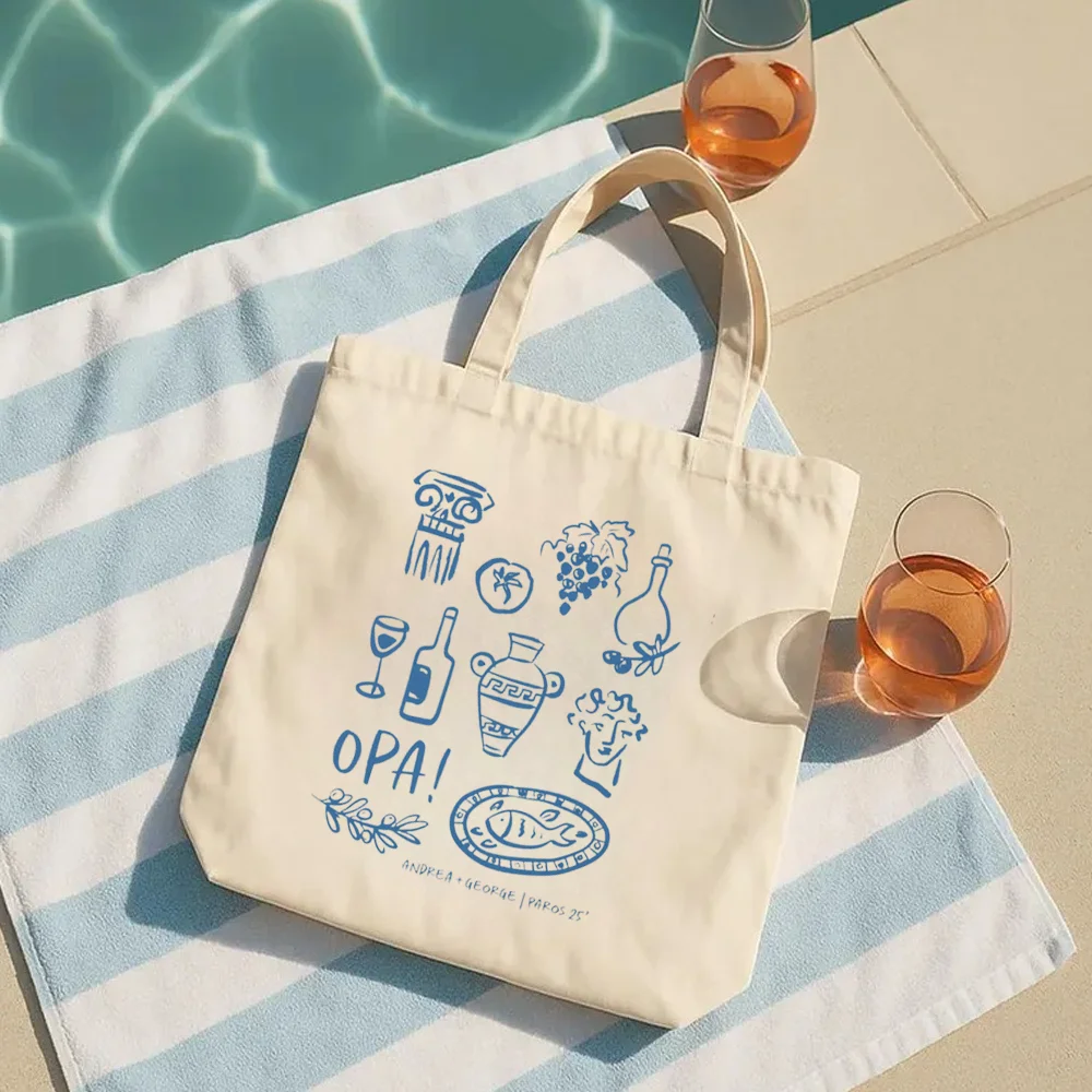 Custom Greece Wedding Welcome Tote Hand-Drawn Island Doodles Opa! Mediterranean Celebration Bag for Bachelorette Party Supplies
Custom Greece Wedding Welcome Tote Hand-Drawn Island Doodles Opa! Mediterranean Celebration Bag for Bachelorette Party Supplies
