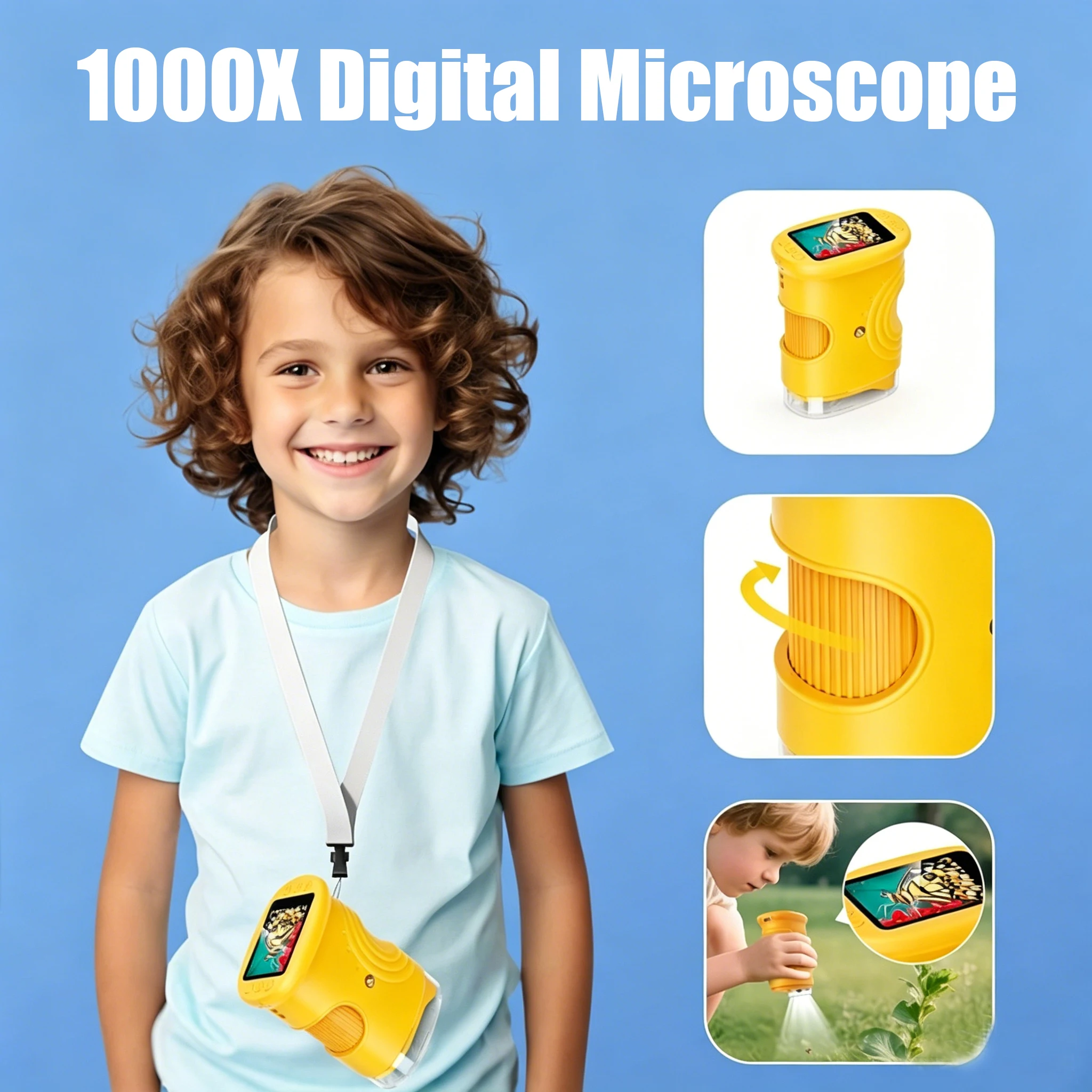 1000X Handheld Microscope for Kids 4K 2.0" Screen Rechargeable Mini Pocket Digital Microscopes Portable Science Toy Microscope
1000X Handheld Microscope for Kids 4K 2.0" Screen Rechargeable Mini Pocket Digital Microscopes Portable Science Toy Microscope
