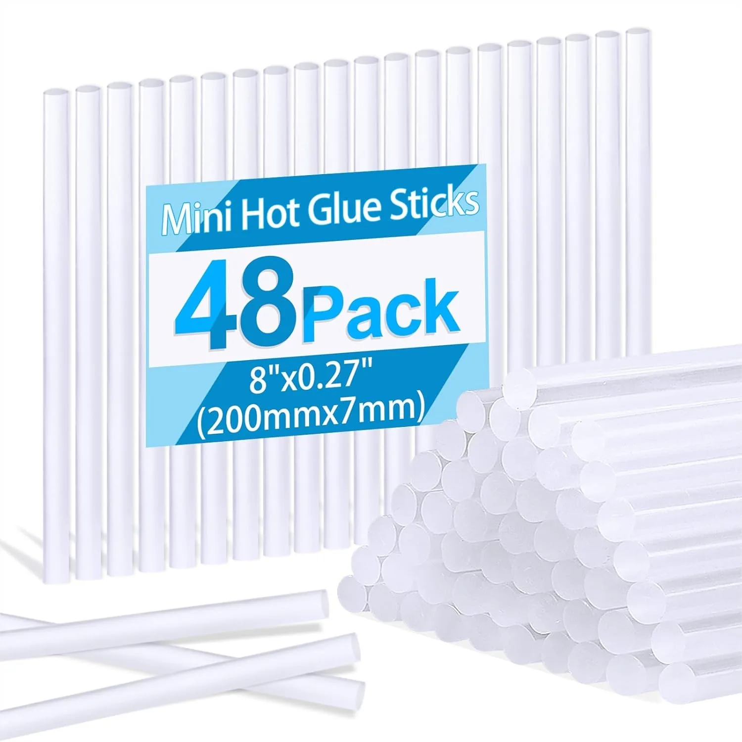 48 Pack Mini Hot Glue Sticks, 8" x 0.27" Clear EVA Glue Sticks for Glue Gun, Fast Bonding for DIY Craft Projects
48 Pack Mini Hot Glue Sticks, 8" x 0.27" Clear EVA Glue Sticks for Glue Gun, Fast Bonding for DIY Craft Projects