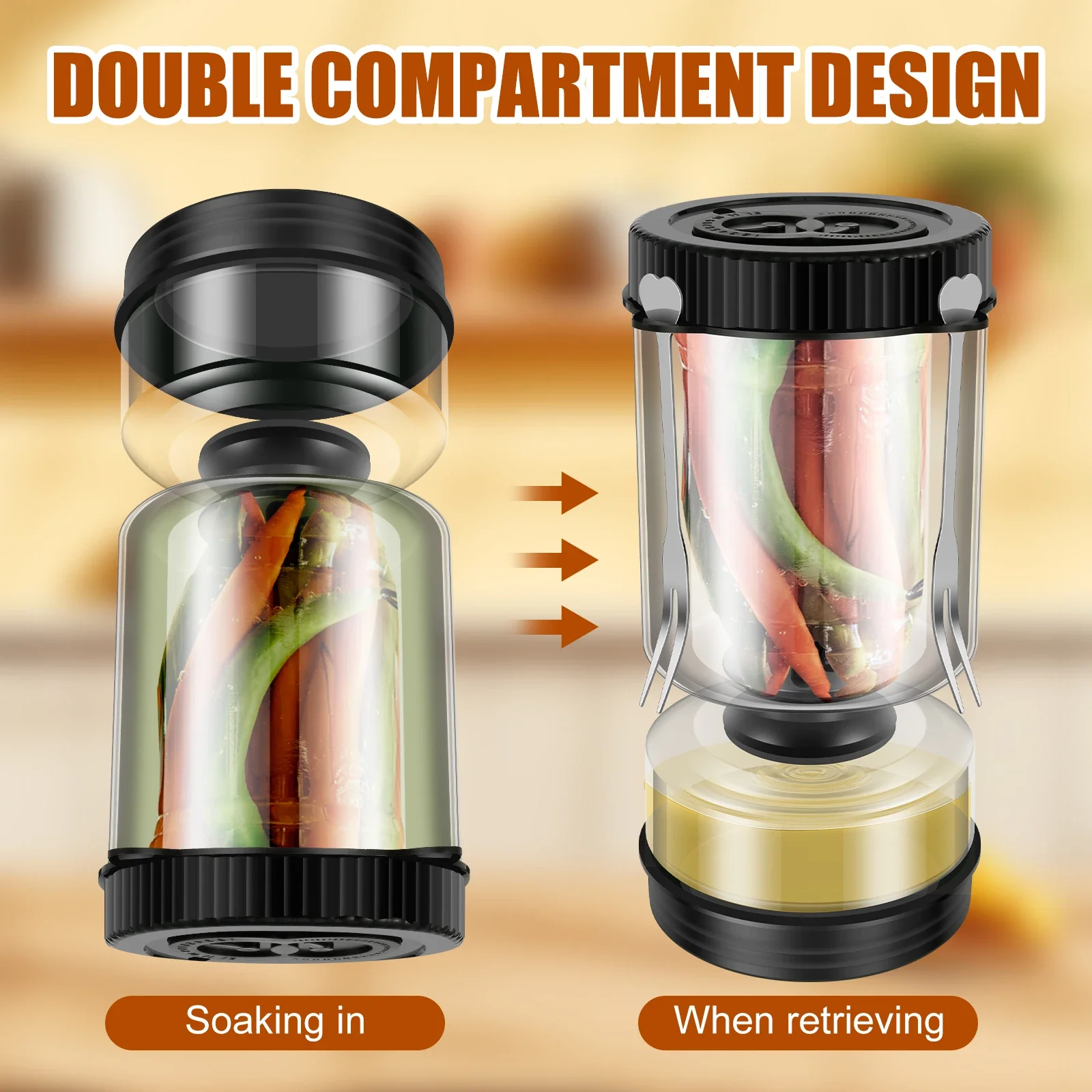 Glass Pickle Jar Wet and Dry Dispenser with Fork Seal Pickle Olive Hourglass Jar Food Storage Kimchi Container Kitchen Gadgets
Glass Pickle Jar Wet and Dry Dispenser with Fork Seal Pickle Olive Hourglass Jar Food Storage Kimchi Container Kitchen Gadgets