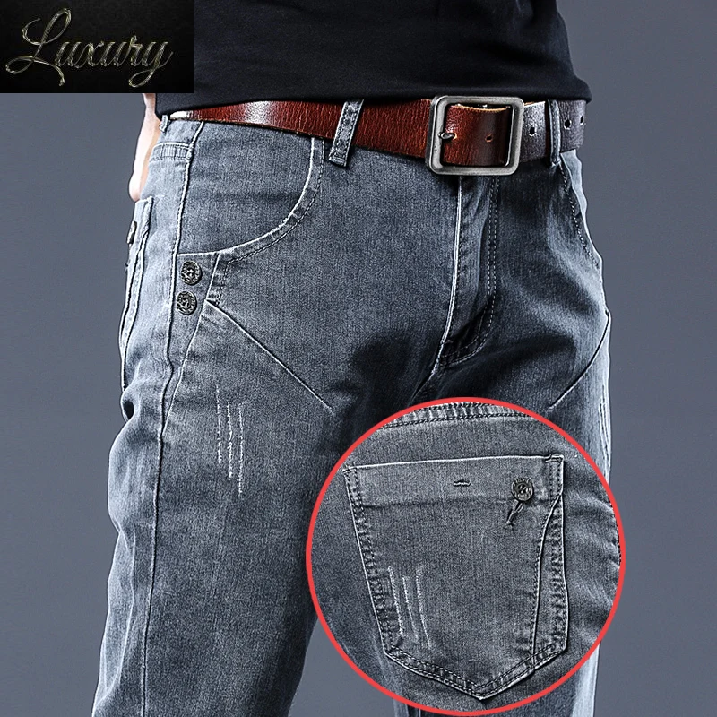 2023 New Gray Jeans Men's Slim Elastic Korean Fashion Vintage Casual Skinny Feet Male Clothing Denim Trousers 27-36
2023 New Gray Jeans Men's Slim Elastic Korean Fashion Vintage Casual Skinny Feet Male Clothing Denim Trousers 27-36