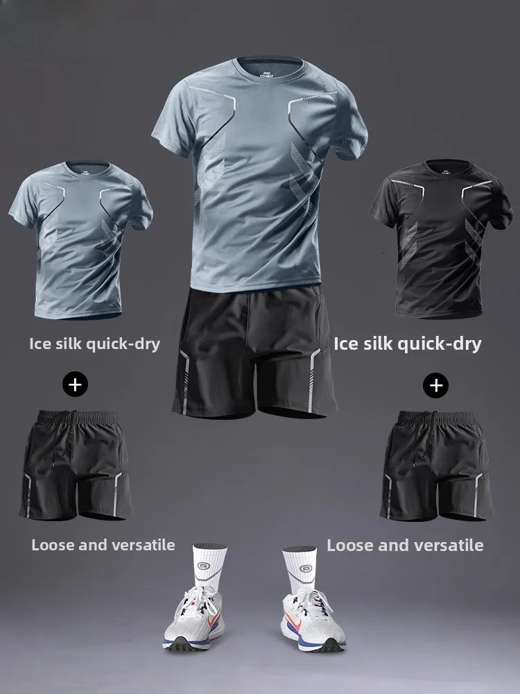 Летний комплект из двух предметов: футболка из ледяного шелка с коротким рукавом и шорты. Быстросохнущая спортивная одежда для мужчин. Повседневный молодежный модный комплект.
Летний комплект из двух предметов: футболка из ледяного шелка с коротким рукавом и шорты. Быстросохнущая спортивная одежда для мужчин. Повседневный молодежный модный комплект.