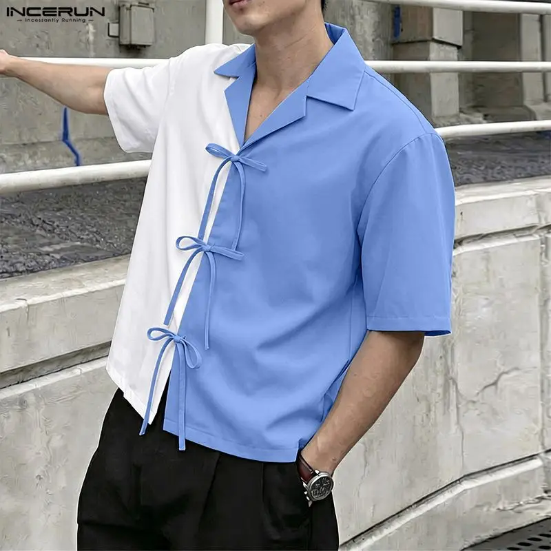 INCERUN Men's Shirt Patchwork Color-block Lapel Short Sleeve Lace Up Men Clothes Streetwear Loose Fashion Tops For Man Shirts
INCERUN Men's Shirt Patchwork Color-block Lapel Short Sleeve Lace Up Men Clothes Streetwear Loose Fashion Tops For Man Shirts