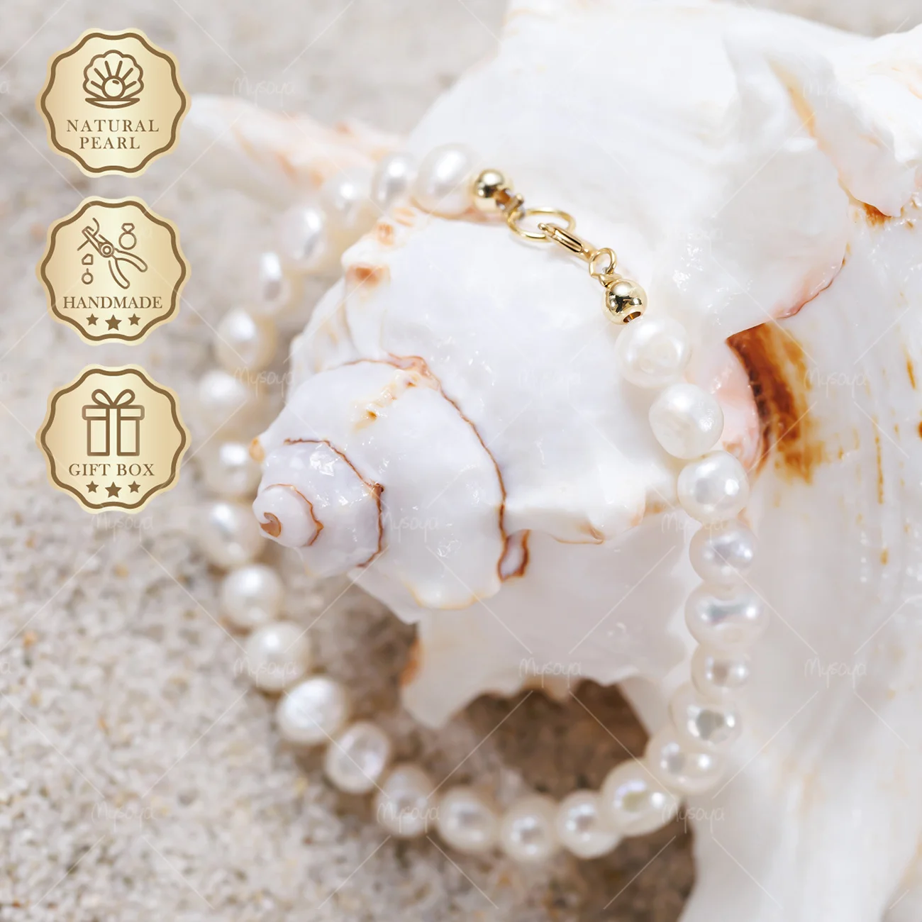 MYSOYA 5-6mm White Freshwater Pearl Bracelet with Silver Bubble Clasp, Gift Box Included, Women's Jewelry S517
MYSOYA 5-6mm White Freshwater Pearl Bracelet with Silver Bubble Clasp, Gift Box Included, Women's Jewelry S517