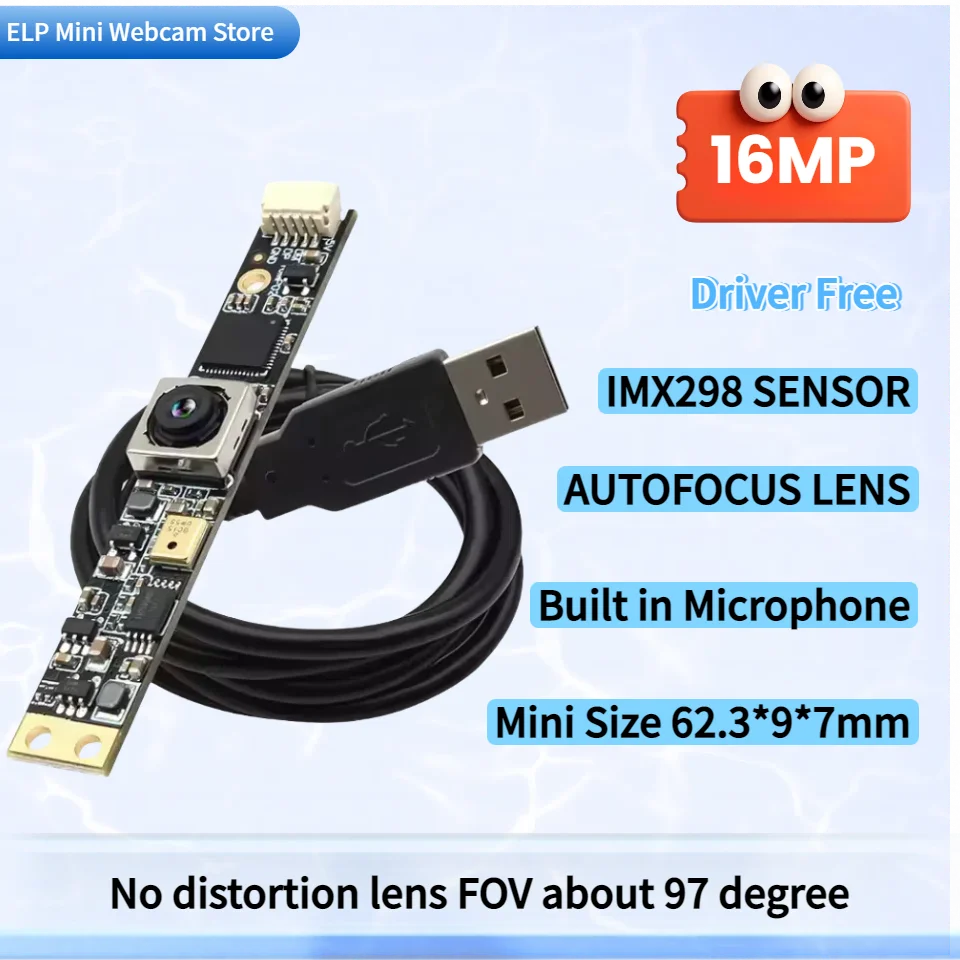 16MP USB Camera Module IMX298 USB Webcam 4656X3496 Autofocus No Distortion Wide Angle UVC OTG For Windows Andriod Raspberry Pie
16MP USB Camera Module IMX298 USB Webcam 4656X3496 Autofocus No Distortion Wide Angle UVC OTG For Windows Andriod Raspberry Pie