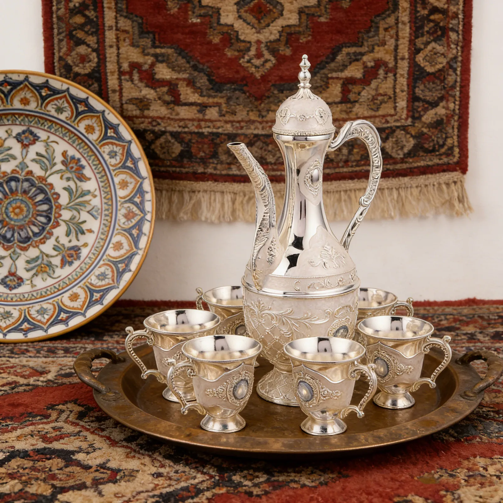 1Set Vintage Turkish Coffee Pot Set Zinc Alloy Stove Coffee Pot Cups Tray Middle Eastern Decor Tea Set Perfect Party Gathering
1Set Vintage Turkish Coffee Pot Set Zinc Alloy Stove Coffee Pot Cups Tray Middle Eastern Decor Tea Set Perfect Party Gathering