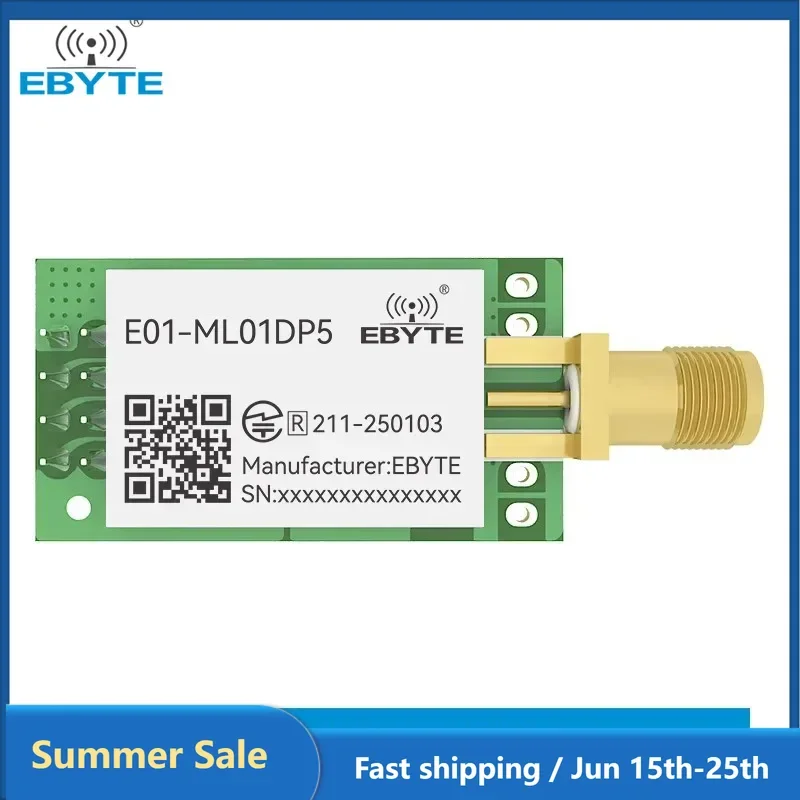 nRF24L01P 2.4GHz PA LNA 20dBm Wireless Module SPI Antenna SMA-K Transceiver Receiver Tansmitter EBYTE E01-ML01DP5
nRF24L01P 2.4GHz PA LNA 20dBm Wireless Module SPI Antenna SMA-K Transceiver Receiver Tansmitter EBYTE E01-ML01DP5