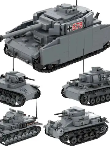 WWII German Tank Panzer I II III IV Flakpanzer MK103 Military Building Block Toy Army Bricks Assembly Set Compatible with Brands