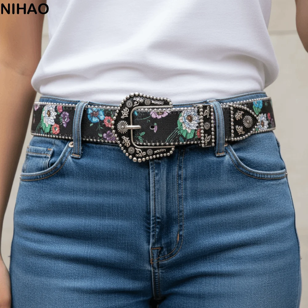 Simple Flower Floral Belt Korean Style Printed PU Leather Waistband All-match Jeans Trouser Decor Retro Waistband Ladies/Girls
Simple Flower Floral Belt Korean Style Printed PU Leather Waistband All-match Jeans Trouser Decor Retro Waistband Ladies/Girls