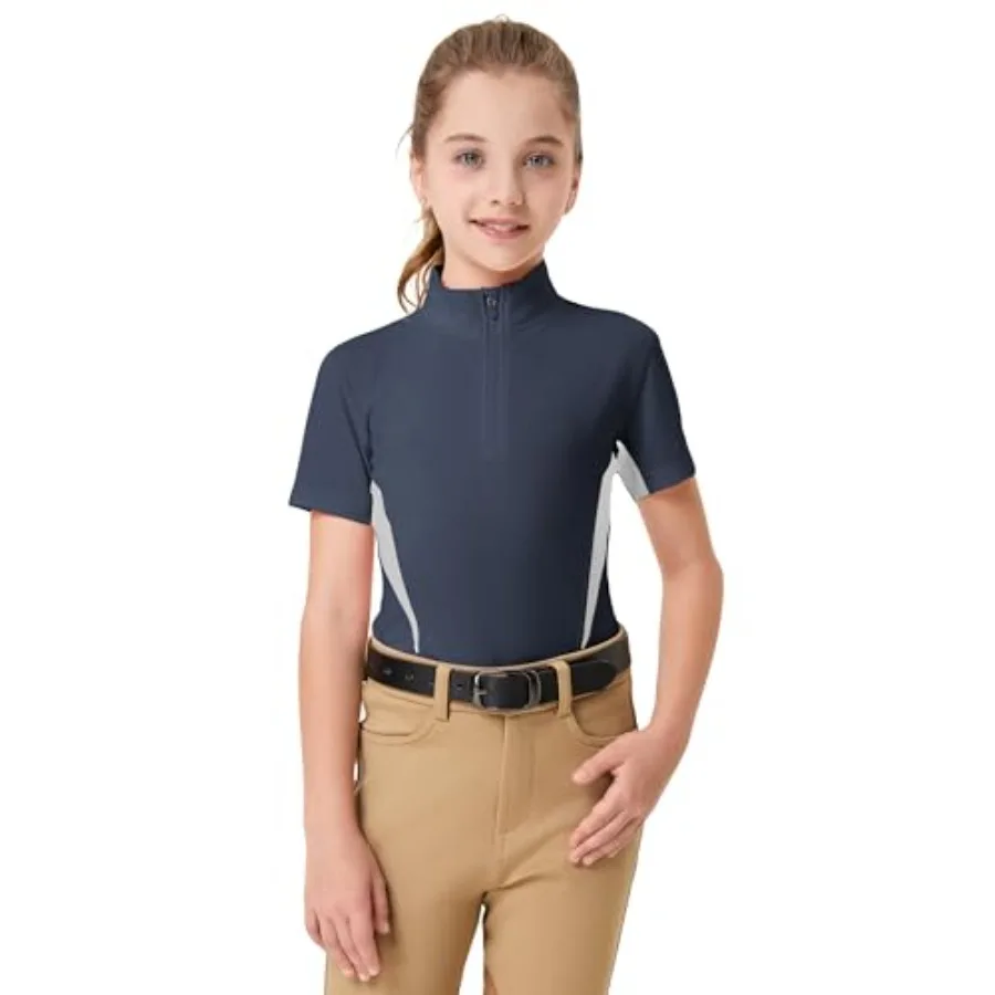 Girls Short Sleeve Equestrian Shirt Quick Dry Horse Riding Shirts Half Zip Horseback Show Shirt
Girls Short Sleeve Equestrian Shirt Quick Dry Horse Riding Shirts Half Zip Horseback Show Shirt